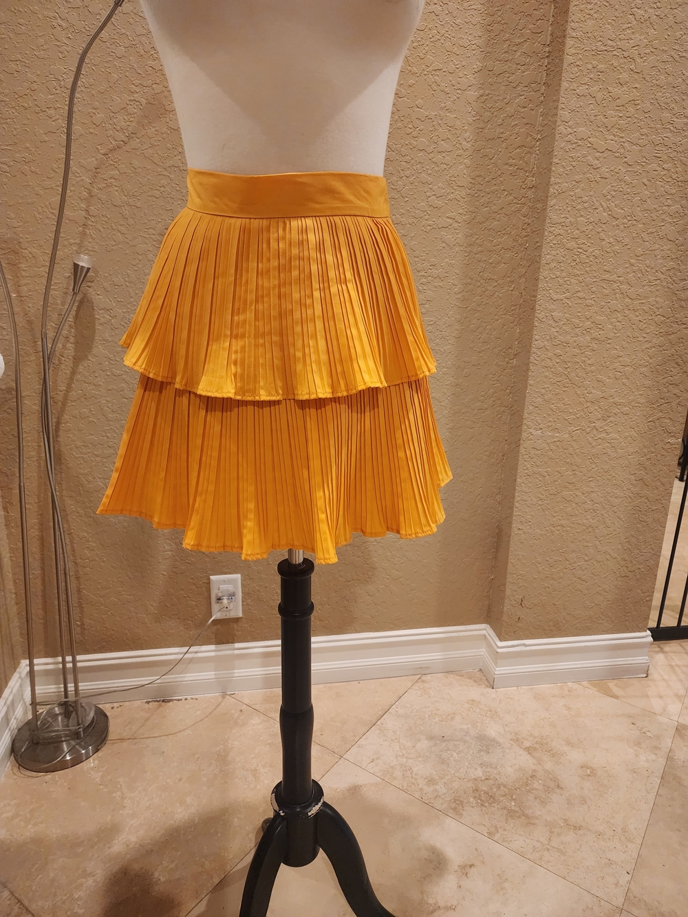 Lulu's Golden Yellow Tiered Pleated Skater Skirt